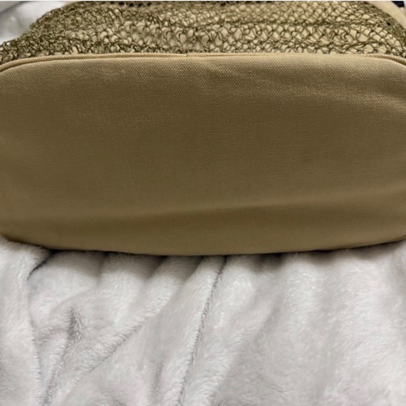 Chanel Fishnet Rope Coco Mark Camellia Tote Handbag Canvas Leather Beige - Picture 11 of 11